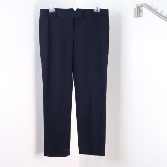 Theory Women's 4 Navy Blue Wool Blend Knit Cropped Ankle Trouser Dress Pants - Picture 1 of 10